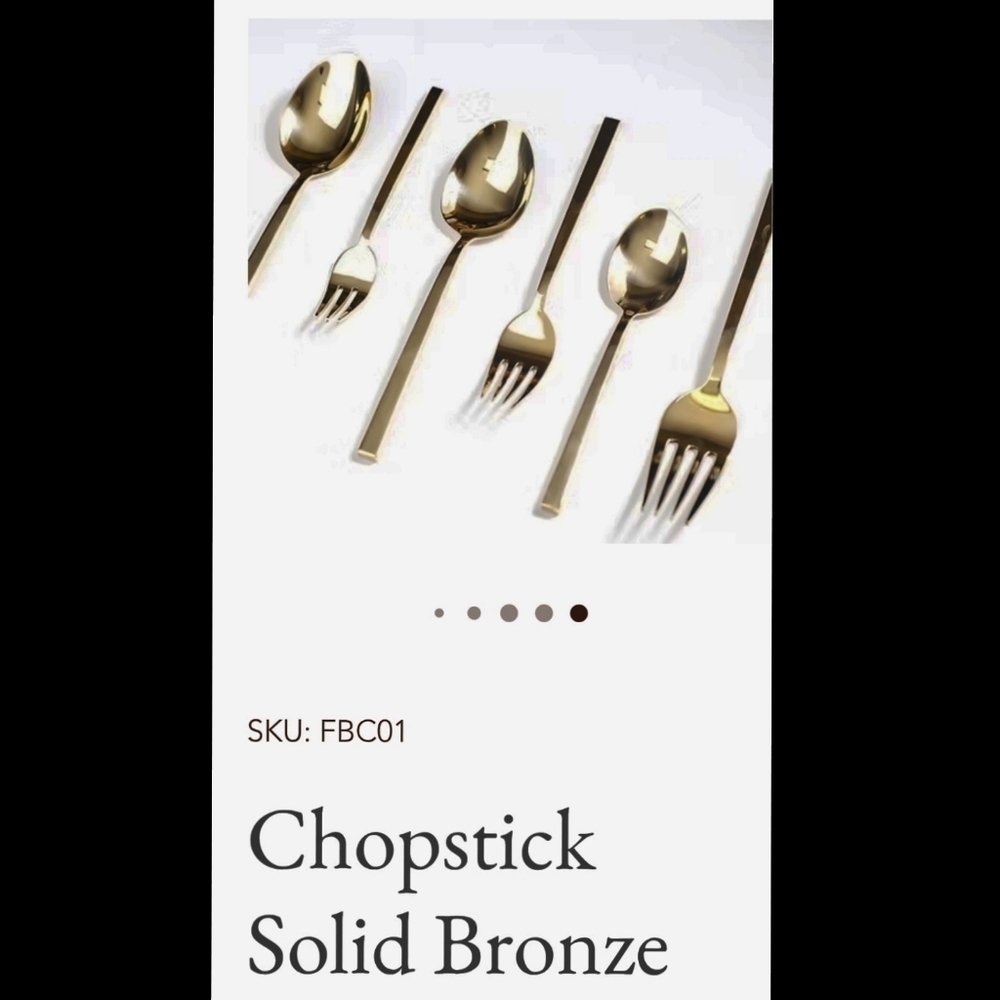 Vintage Solid Bronze Thai Made Cutlery Set of 4+ Chopstick Model Rosewood Box - Picture 2 of 10